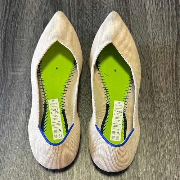 Rothy's Beige and Blue Pointed Toe Flats - Picture 7 of 8